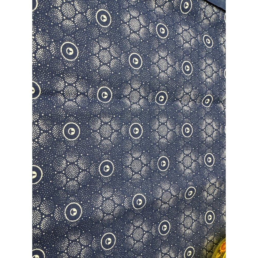 Three Cats 1/4 yard x 34" Blue & White Cotton Fabric with Circle Pattern